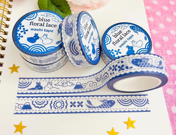 Blue Floral Willow Washi Tape